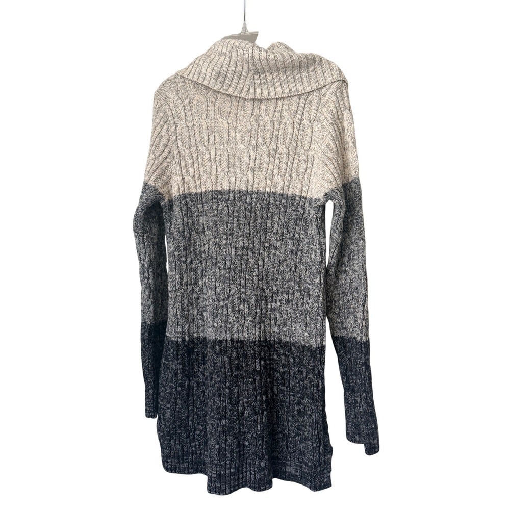 NEW WITH TAGS Jeanne Pierre Colorblock Cable Knit Cowl Neck Tunic Fisherman Sz S - Picture 2 of 7